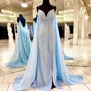 Sherri Hill Light Blue Prom Dress